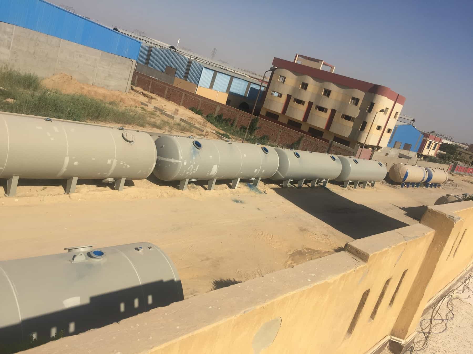 Before Application arge external unpainted sand filters in desalination plant