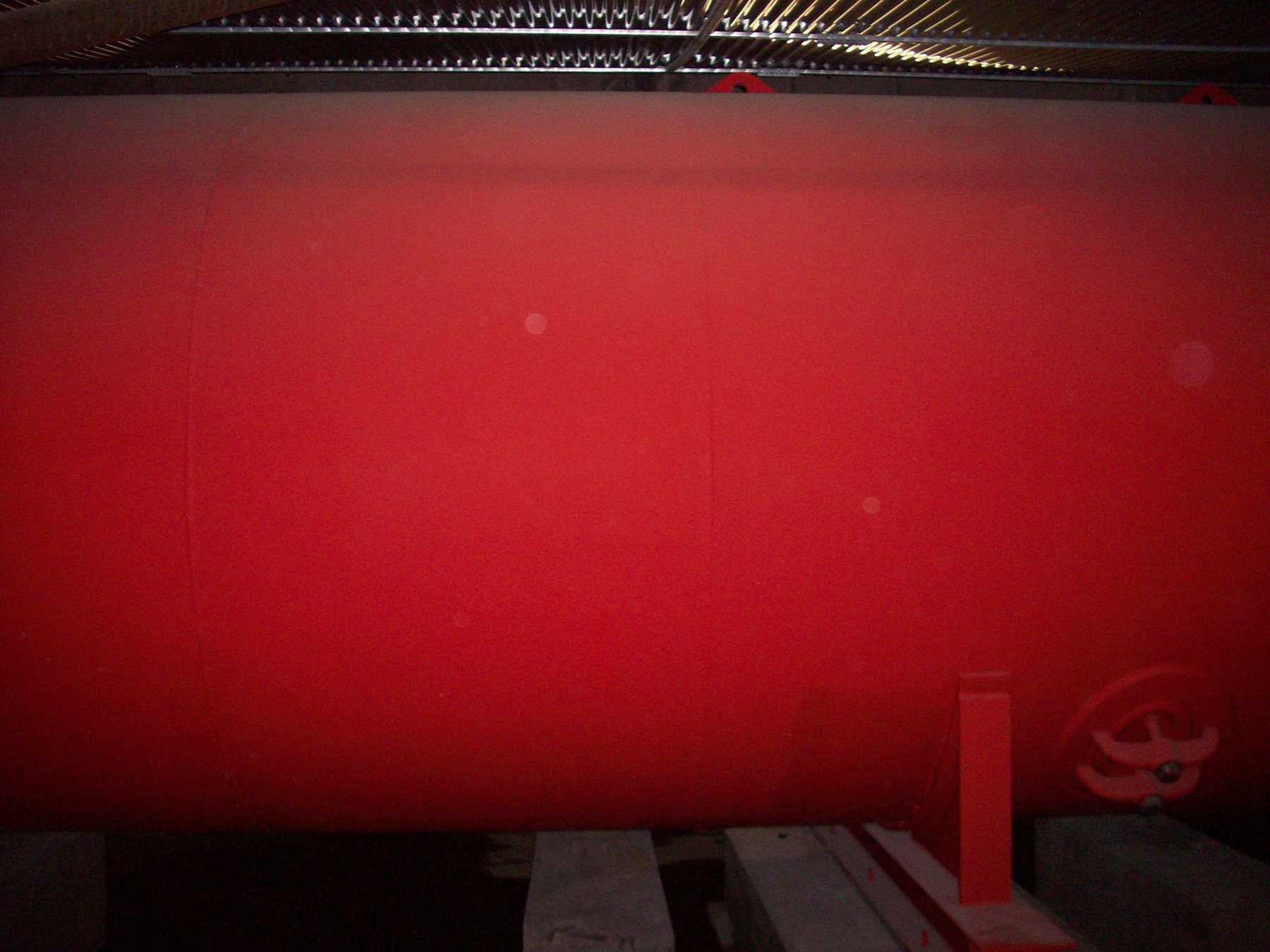 external cylinder tank painted in red