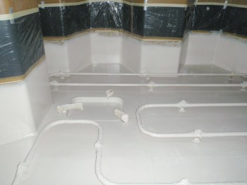 tank internals with white floor and walls