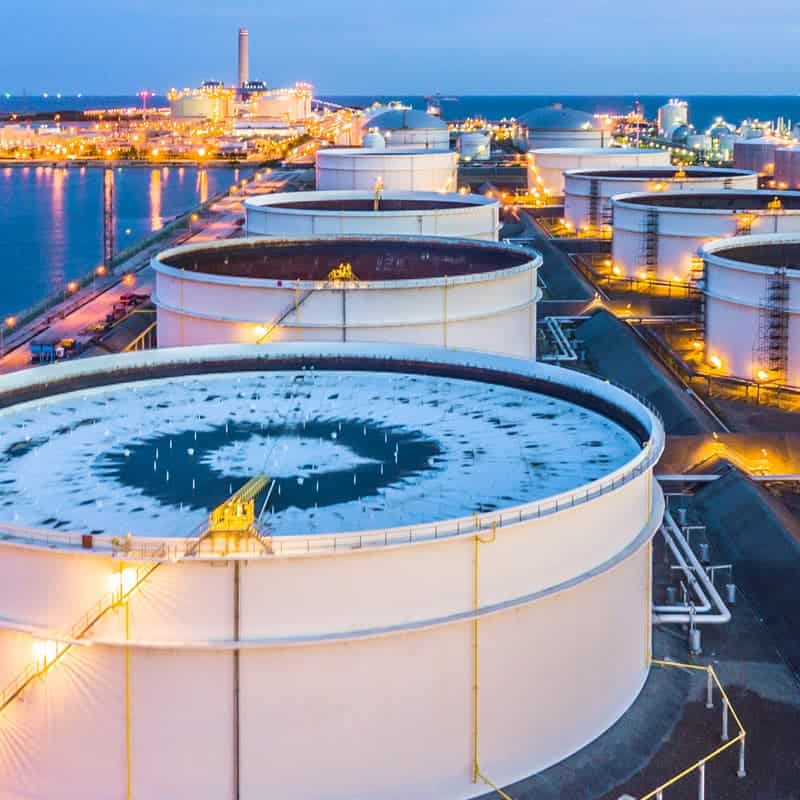 crude oil tanks in petrochemical plant