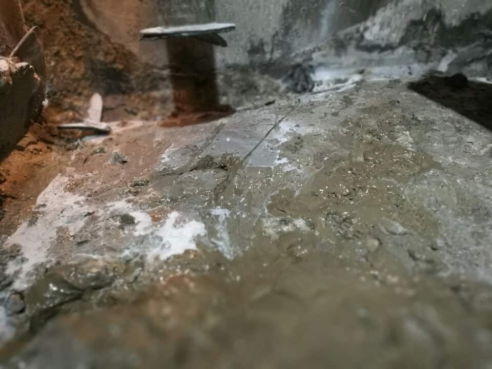 damaged concrete in absorber sump